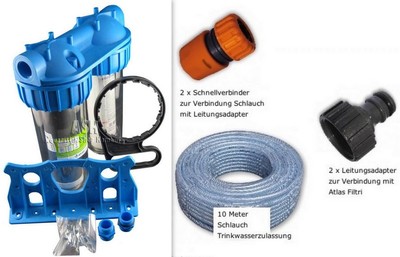 ATLAS FILTRI  Duo Blockfilter BX +10 Meter Schlauch u Verbinderset Wasserfilter