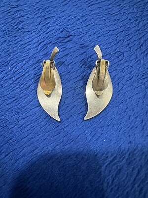 Vtg David Anderson Sterling Silver 925 Blue Enamel Leaf Clip On