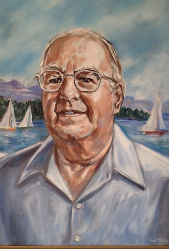 Portrait Painting Oil on Canvas Gentleman with Glasses by Harbor Vintage Framed - Picture 2 of 11