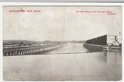 Manchester; neue Dockfüllung, gesehen vom Getreideaufzug PPC, von Bamforth, um 1905