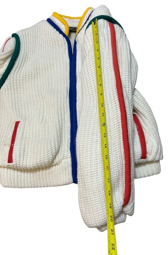 Vtg Rochelle Knitwear Sherpa Coat Jacket Vest Women Size M White Missing Zipper - Picture 13 of 15