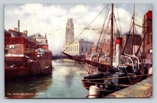 The River and Bridge Boston Lincolnshire Fox Boat Oilette Tucks Postcard c1905