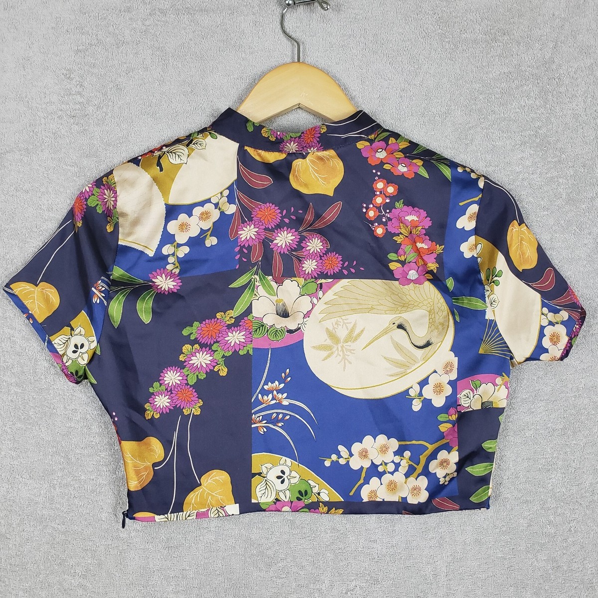Zara Top Small Crop Satin Effect Keyhole Cutout Colorful