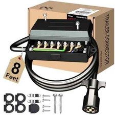 7 Pin Trailer Wiring Harness Kit with 7 Gang Junction Box - 8 Feet, Heavy Duty