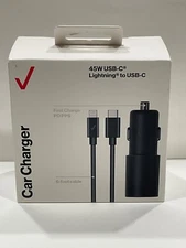 Verizon Fast Car Charger 30 W  with USB-C to light Cable 6 ft cable new open box