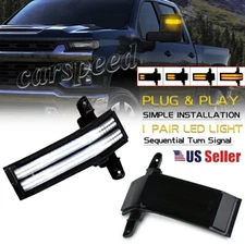 Dual-Row Amber LED Strip Tow Mirror Marker Light For Chevy Silverado GMC Sierra