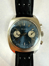Bulova Chronograph Vintage Handaufzug, blaues Zifferblatt, 1970er Jahre