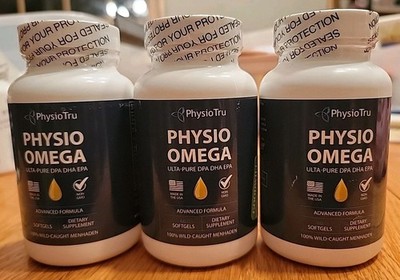 (3) PhysioTru Physio Omega UltraPura DPA DHA EPA Advanced Formula 60 Ct. 12/2027