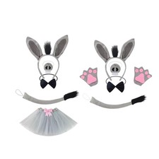 Donkey Costume Set Fashion Ears Headband Nose and Tail for Stage Performance
