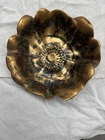 Vintage Stangl Art Pottery Black Gold Flower Bowl Dish 3410-7