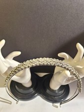 Bridal Headband Vintage Silver Plated Prong Set Clear Sparkling Rhinestones