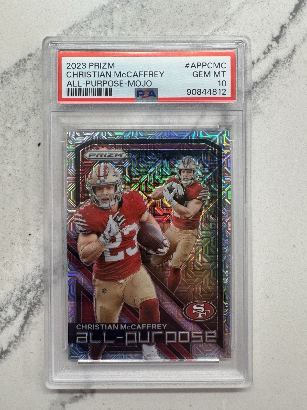 2023 Christian McCaffrey All Purpose Panini Prizm Mojo /25 PSA 10 San Fransisco