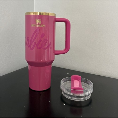 #ad Stanley x Barbie Icon Quencher 40 oz Pink Gold Tumbler w Handle Twist Lid $32.00