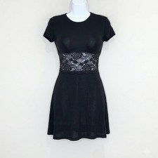 Versace Versus Vintage 90s Mini Dress (Sz IT 40) Floral Sheer Lace Panel Black