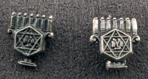 Vintage Menorah Star of David Lapel Pins Judaica Silver Plate Pair Mixed Backs