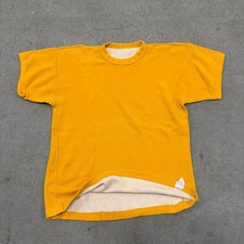 Vtg 70s 80s 2XL Mustard Yellow Short Sleeve P.E. Reversible T Shirt USA Made