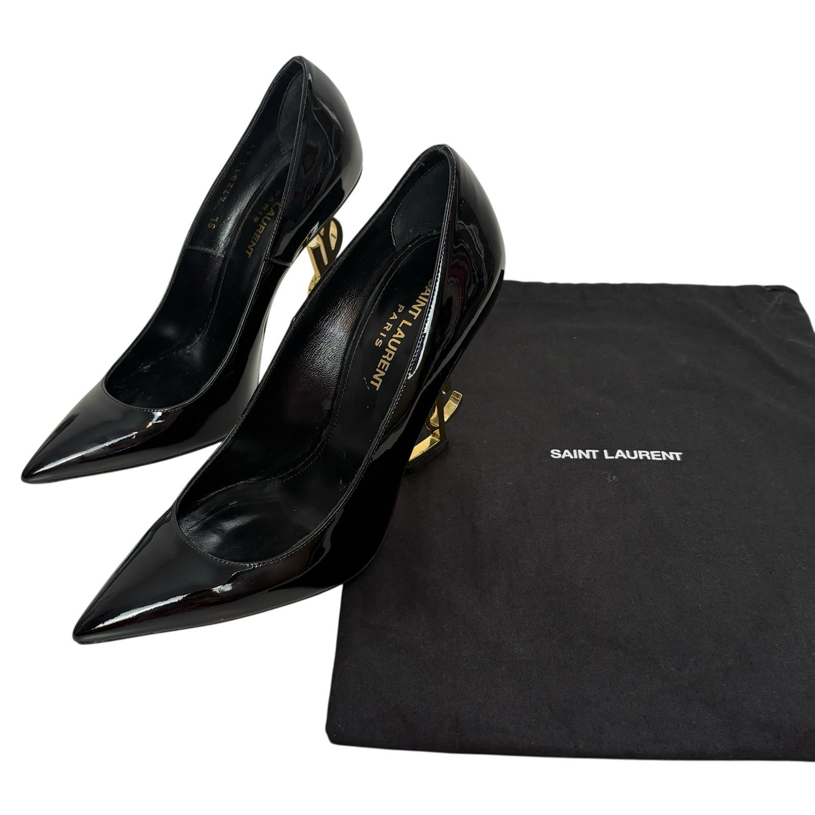 Saint Laurent Opyum YSL Heel Black Patent Pumps 37 US 7 thumbnail 3