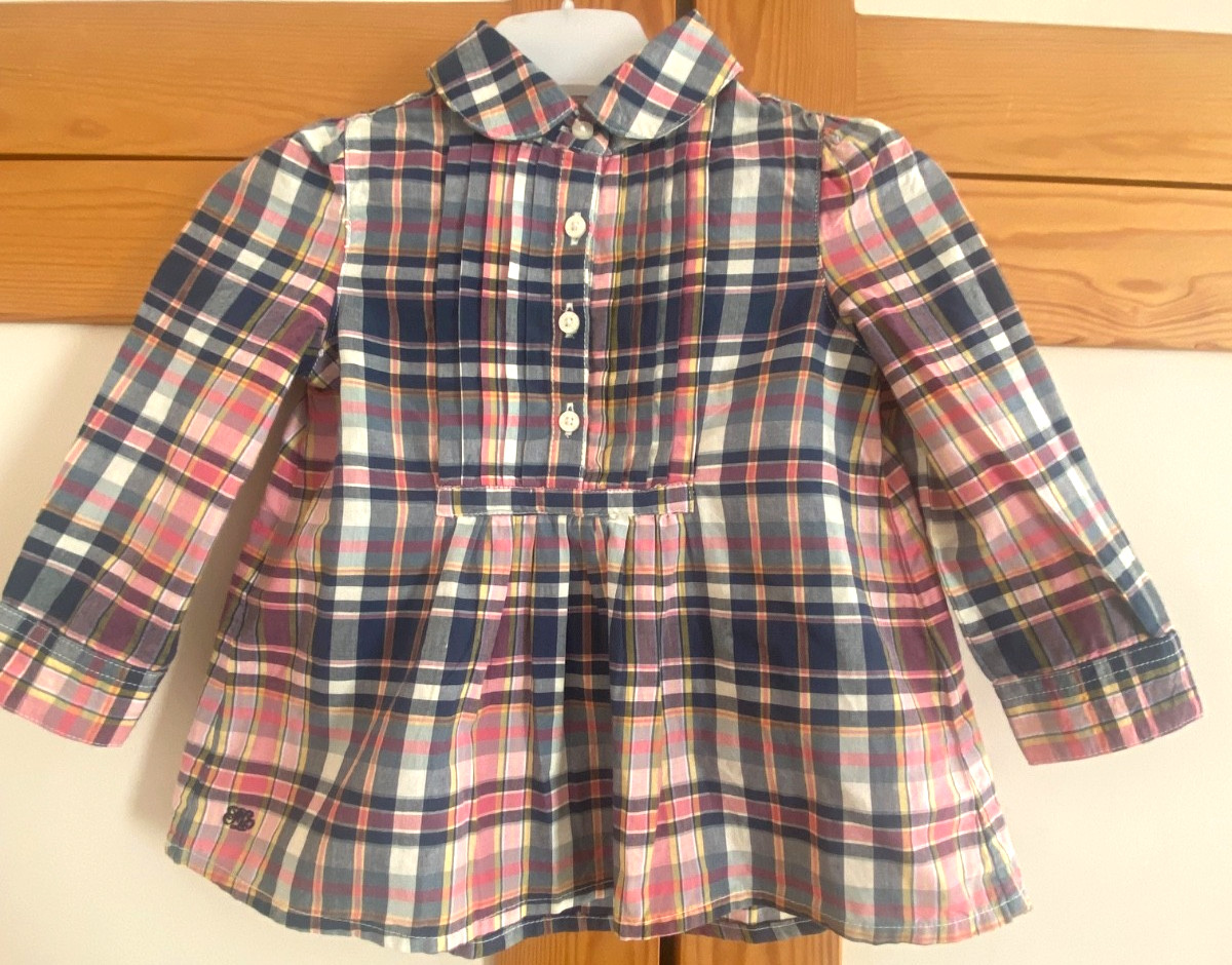 Ralph Lauren Baby Girl's Multi Checked Long Sleeve Tunic Shirt Size 9m