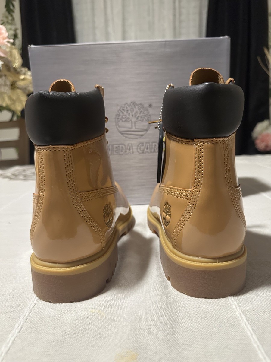 TIMBERLAND X VENEDA CARTER WHEAT PATENT LEATHER BOOTS SIZE: US 8