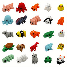 60PCS Mini Animal Figurines Set 3D Printed Articulated Random Toys Decor