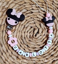 Catenella Porta Ciuccio Minnie Pois ~ Disney ~ Silicone Alimentare Senza BPA ♻️