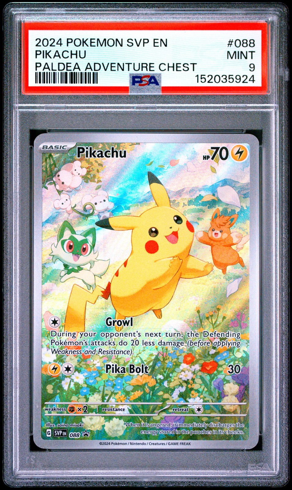 2024 POKEMON SVP EN-SV BLACK STAR PROMO PALDEA ADVENTURE CHEST PIKACHU PSA 9