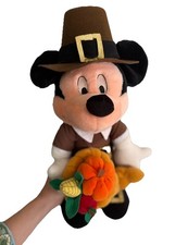 Vintage Thanksgiving Pilgrim Mickey Mouse Plush Poseable 16"
