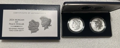 2024 $1 Morgan & Peace Silver Dollars Reverse Proof Set