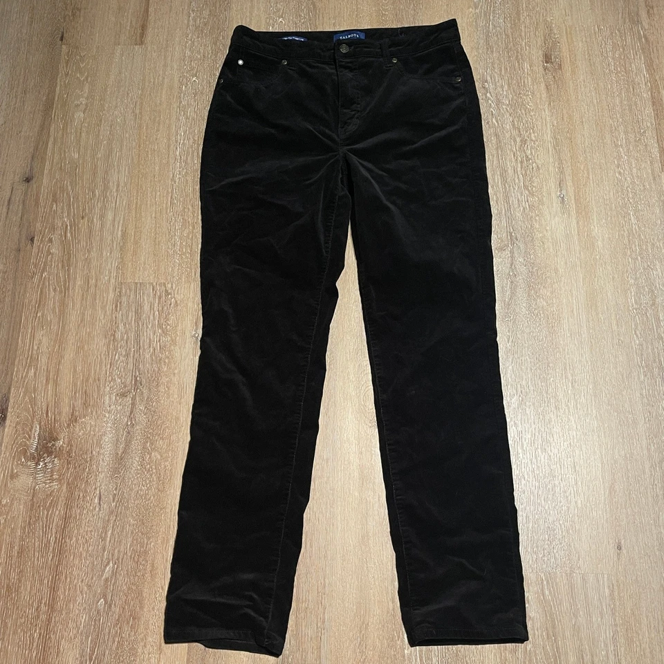 Pantalones Talbots negros de pana tiro alto pierna recta para mujer talla 8 usados en excelente estado Foto 3 de 4