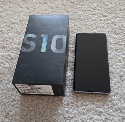 SAMSUNG GALAXY  S10+ PLUS-128GB-UNLOCKED-SMG975UZKV-BLACK-ORIGINAL BOX & CASE