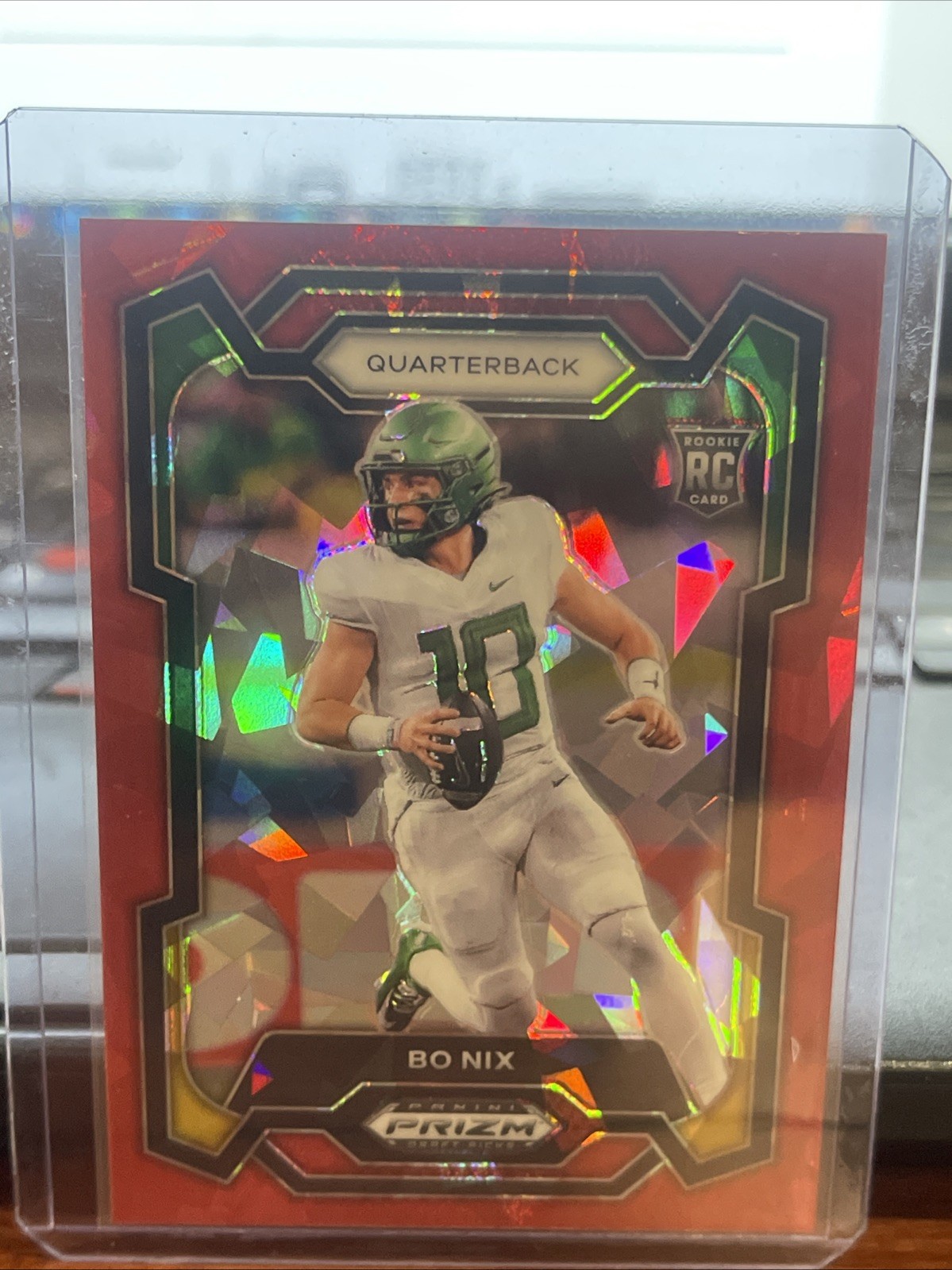Bo Nix RC 2024 Panini Prizm Draft Picks #105 Red Cracked Ice Rookie