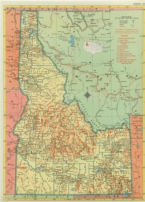 HISTORISCHE 1952 IDAHO EISENBAHN RR KARTE ZEIGT & LISTE ALLE ID RR's + ID RR DRUCK