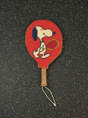 Vintage Handmade Crochet Racquetball Raquet Cover SNOOPY 70s 80s DP Flex II 