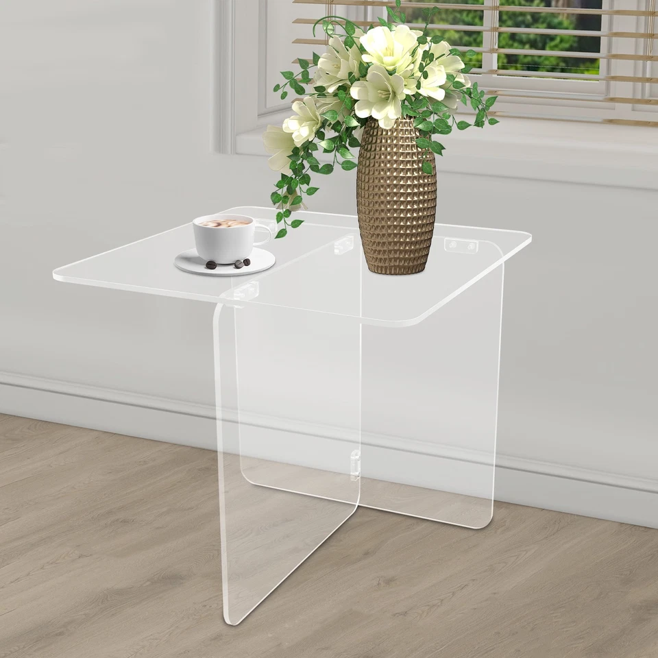 Clear Acrylic End Side Table Acrylic Coffee Table 19.7x19.7x18" For Living Room - Image 3 of 4