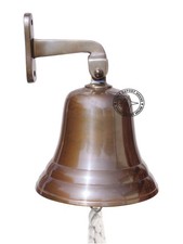 Antique Large Ship's Wall  Hanging Bell with Bracket  Lanyard Best 8 Inch DEHS