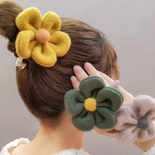 Women Girls Headwear Plush Flower Hair Rope Sunflowers High Elastic Hair Bands 