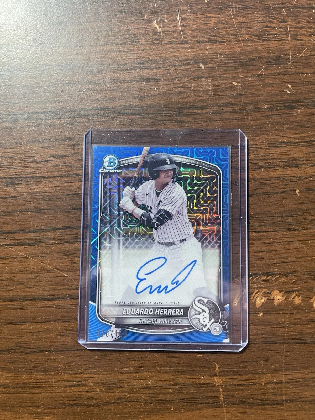 2025 Bowman Mega Box Baseball Eduardo Herrera Blue MOJO Chrome Auto /150 BMA-EH