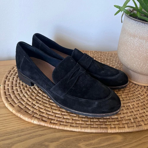 Clarks COLLECTION Trish Rose Mocassini Penny Nero Scamosciato Ballerine Donna 10M