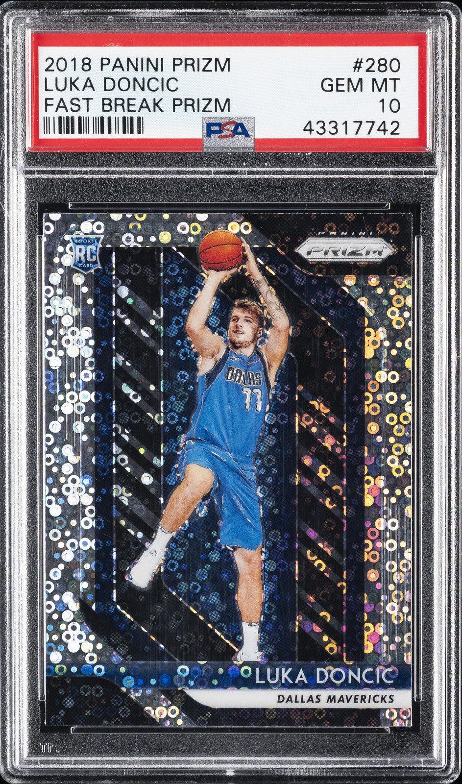 2018 PANINI PRIZM FAST BREAK PRIZM #280 LUKA DONCIC ROOKIE RC PSA 10