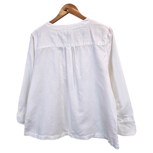 Vineyard Vines Boho Leinen & Baumwolle Perlen Tunika Top Large weiß Küste adrett - Bild 4 von 13