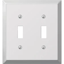Amerelle 2-Gang Stamped Steel Toggle Switch Wall Plate, Polished Chrome 161TT