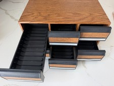 Vintage 72 Cassette Tape 6 Drawer Faux Wood Grain Storage Holder Case Taiwan