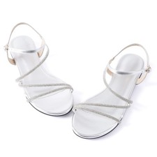 Mtzyoa Women's Rhinestone Flat Sandals Sparkly Comfortable Wedding Guest...