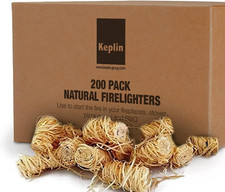 KEPLIN Natural Firelighters - 200 Pack | Eco Friendly Wood Wax Fire Starters | Q 0.14 per lighter