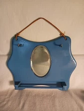 Antique Beveled Original Mirror Wall Hanging Shaving Towel Bar 