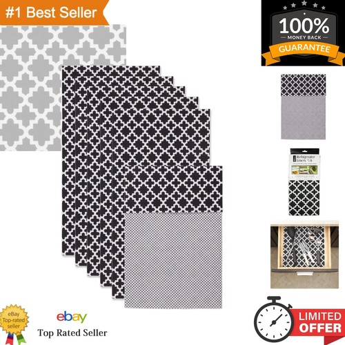 Refrigerator Liner Set - Non-Adhesive, Cut to Fit, 12x24, Black Lattice, 6 Pack
