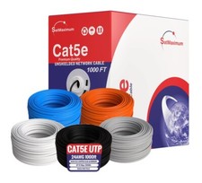 CAT5e UTP 1000ft Network Ethernet Cable Bulk Solid Wire 24AWG CCA BOX LOT