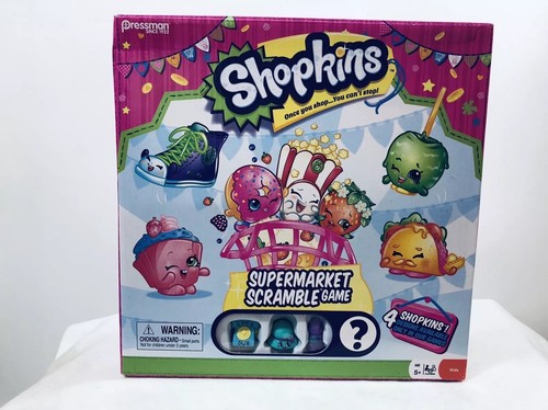 Shopkins Supermarkt Scramble Spiel mit 4 exklusiven Sammlerstücken Shopkins Alter 5+