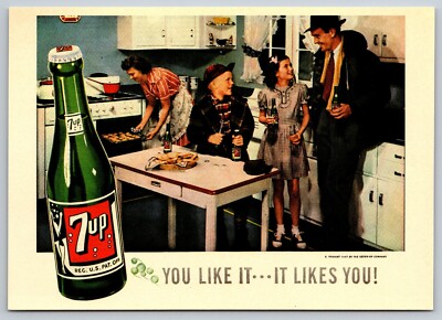 Postcard Advertisement 7-up You like it ... It likes you 33R