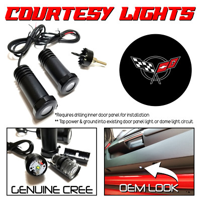 2x LED Ghost Shadow Lights Courtesy Door Lamps for Chevy Corvette C5 Z06